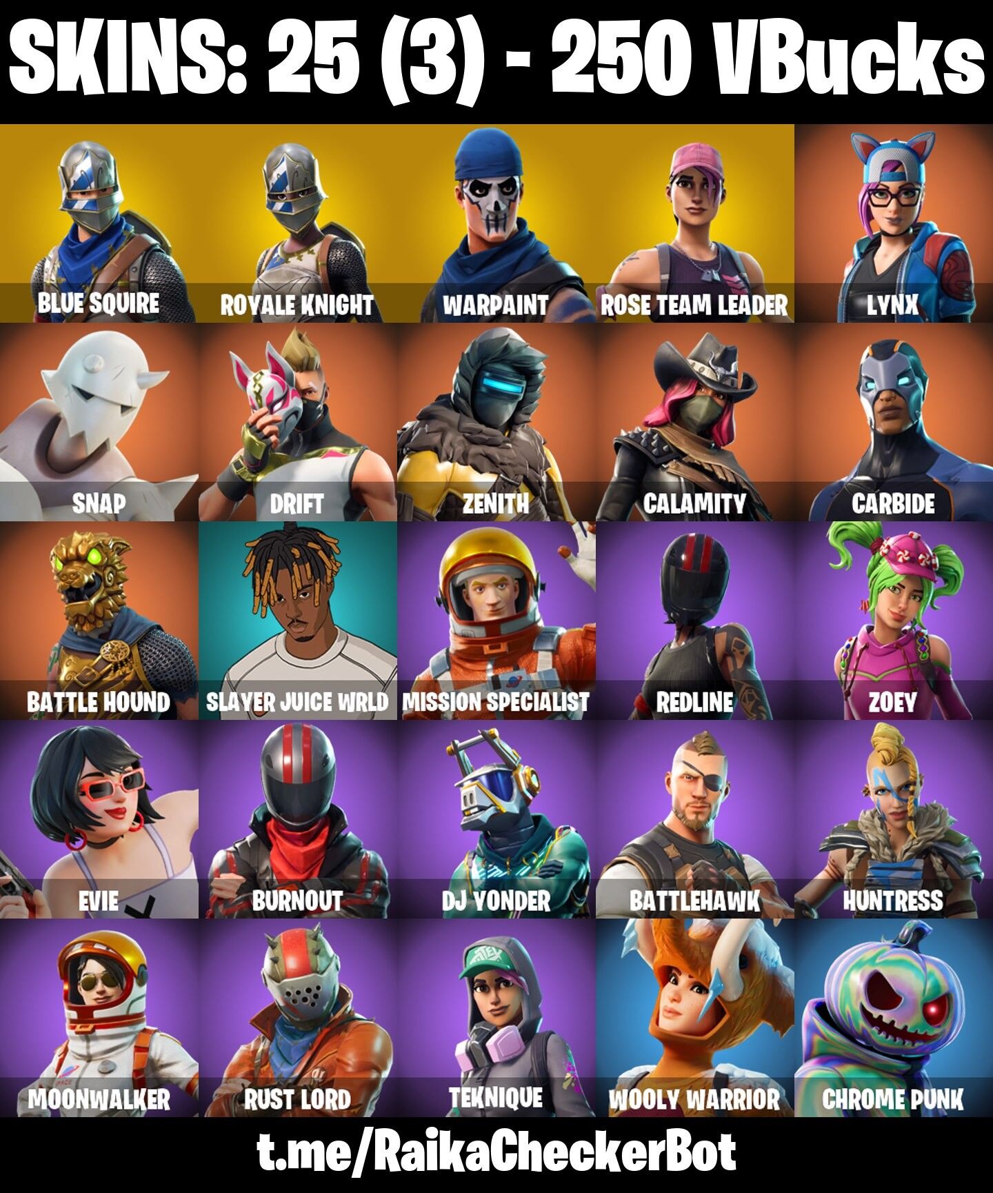 Fortnite Account ( PLAYSTATION / XBOX / PC / NINTENDO ) (OG STW, Blue Squire, Royale Knight, Drift) (25 Skins)
