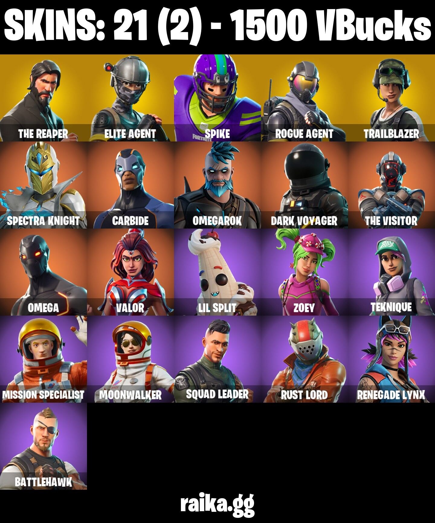 Fortnite Account ( PLAYSTATION / XBOX / PC / NINTENDO ) (The Reaper, Trailblazer, Take the L, Omega, Rogue Agent) (21 Skins)