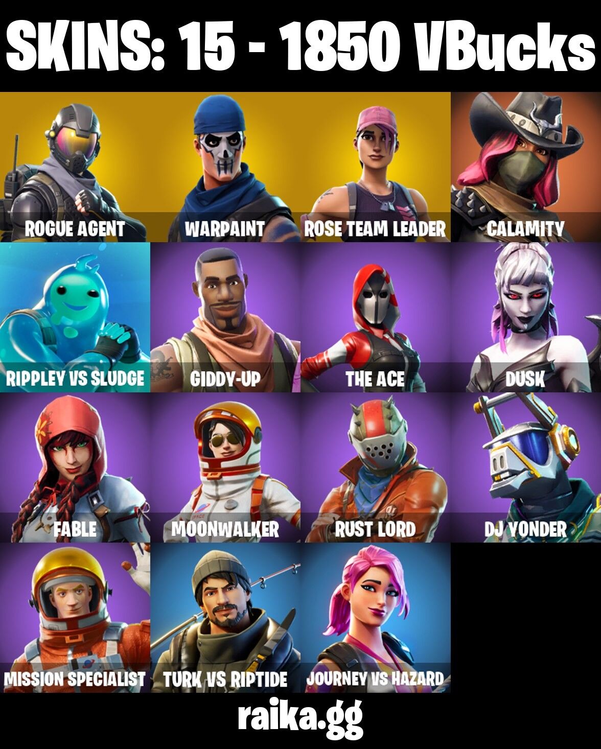 Fortnite Account ( PLAYSTATION / XBOX / PC / NINTENDO ) (OG STW, ROGUE AGENT, REAPER AXE) (15 Skins)