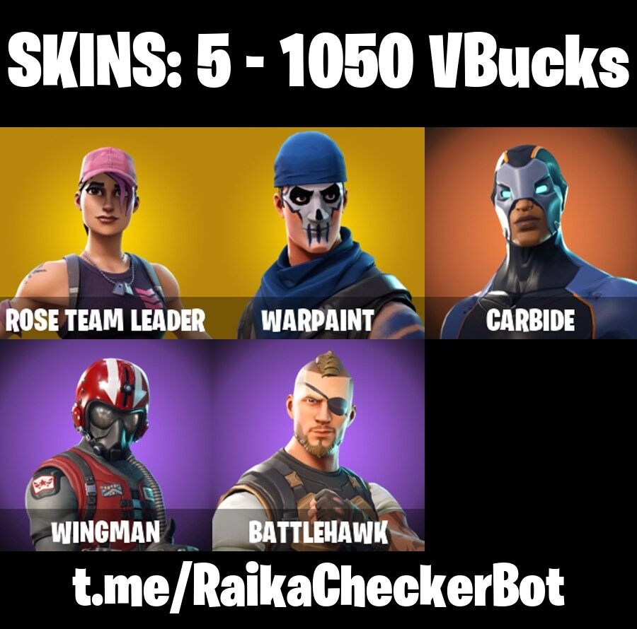 Fortnite Account ( PLAYSTATION / XBOX / PC / NINTENDO ) (Carbide, Wingman, Battlehawk) (5 Skins)