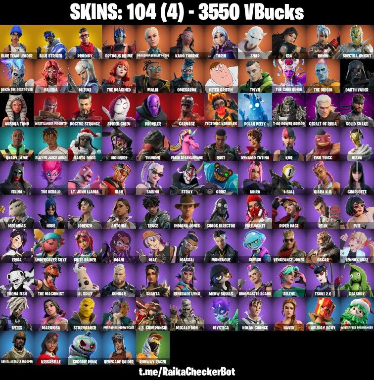 Fortnite Account ( PLAYSTATION / XBOX / PC / NINTENDO ) (BLUE TEAM LEADER, BLUE STRIKER, PRODIGY) (104 Skins)
