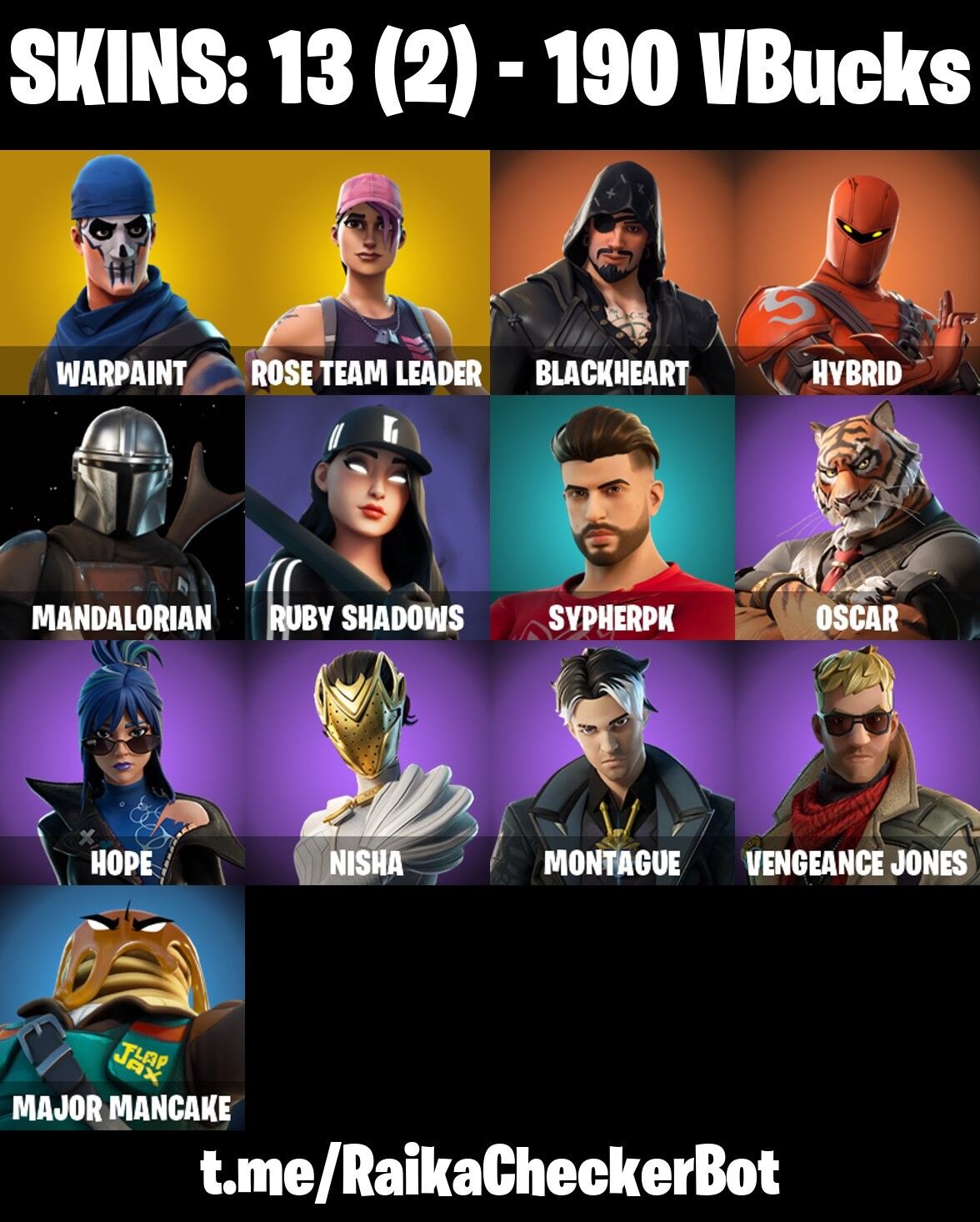 Fortnite Account ( PLAYSTATION / XBOX / PC / NINTENDO ) (DARKHEART, HYBRID, SYPHERPK, OG STW) (13 Skins)