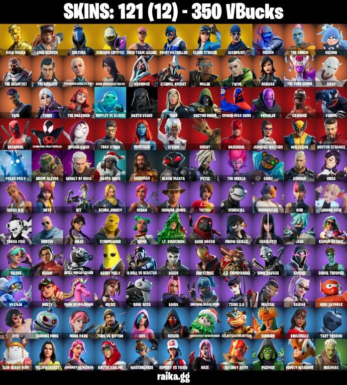 Fortnite Account ( PLAYSTATION / XBOX / PC / NINTENDO ) (GOLD MIDAS, RAGE, LINA SCORCH) (121 Skins)