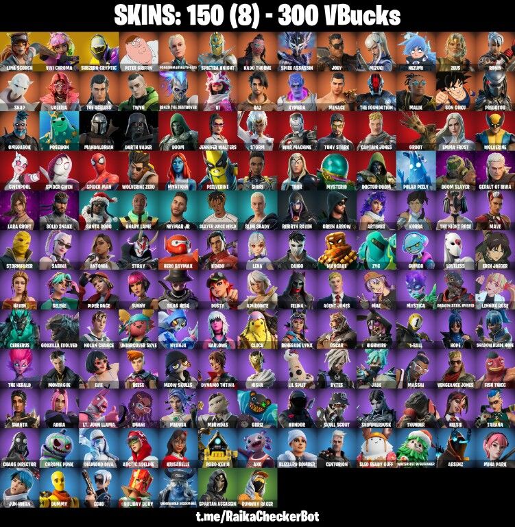 Fortnite Account ( PLAYSTATION / XBOX / PC / NINTENDO ) (Lina Scorch, Vivi Chroma, Subzero Cryptic) (150 Skins)