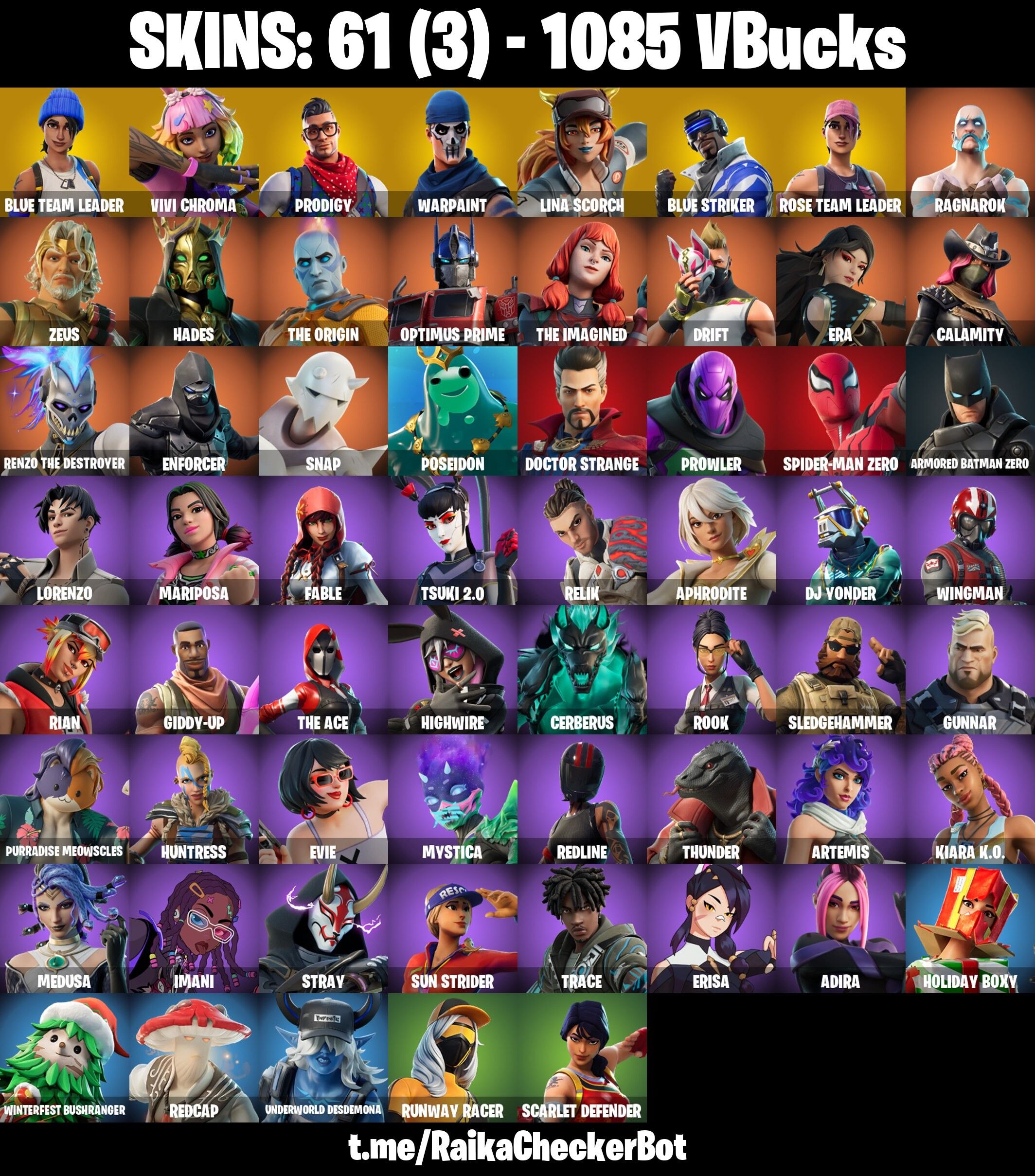 Fortnite Account ( PLAYSTATION / XBOX / PC / NINTENDO ) (VIVI CHROMA, BLUE TEAM LEADER) (61 Skins)