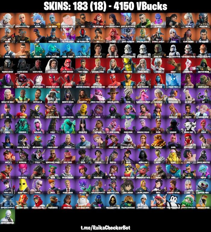 Fortnite Account ( PLAYSTATION / XBOX / PC / NINTENDO ) (PETER GRIFFIN, DEADPOOL, NEYMAR JR, AQUAMAN) (183 Skins)