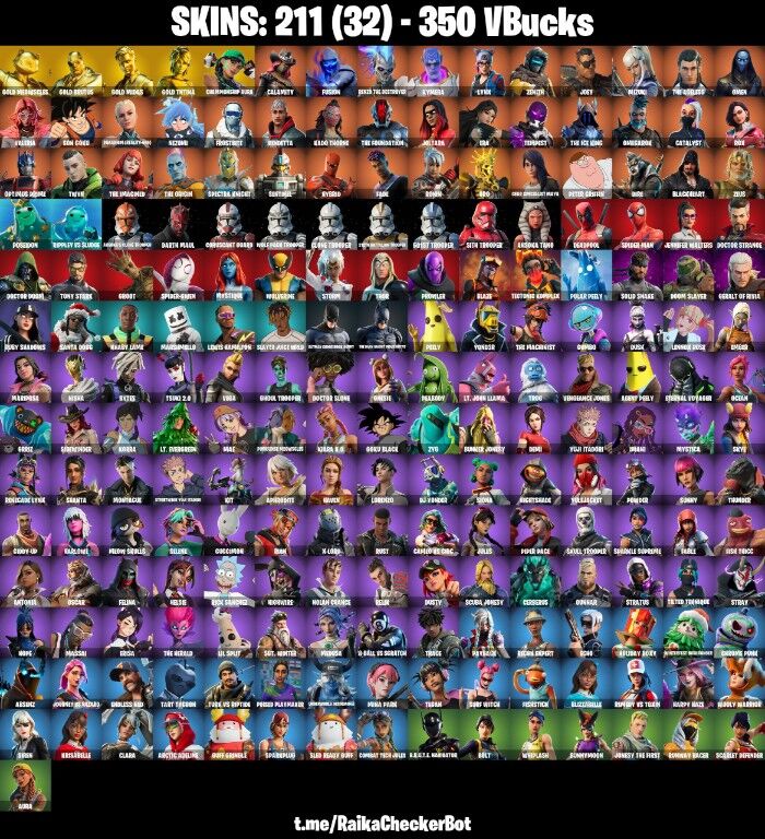 Fortnite Account ( PLAYSTATION / XBOX / PC / NINTENDO ) (Merry Mint Axe, Gold Midas, Gold Brutus, Gold TNTina, Championship Aura) (212 Skins)