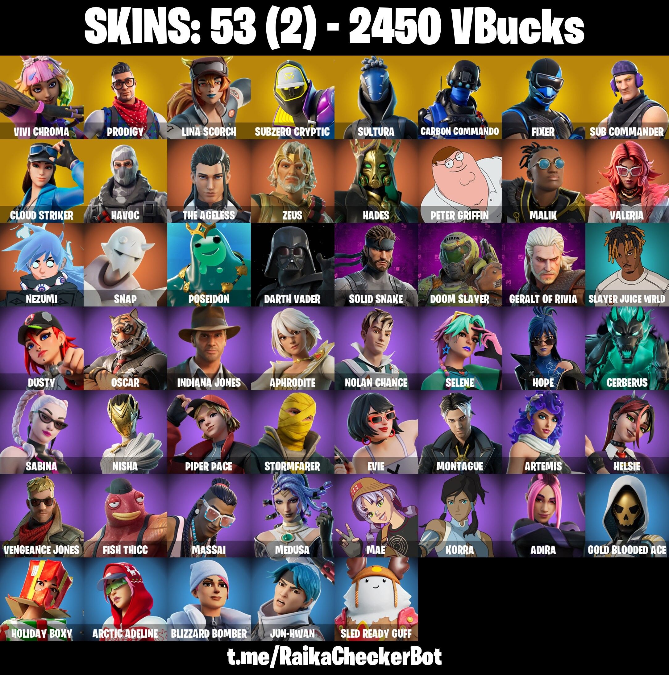 Fortnite Account ( PLAYSTATION / XBOX / PC / NINTENDO ) (VIVI CHROMA, CLOUD STRIKER, LINA SCORCH, HAVOC) (53 Skins)