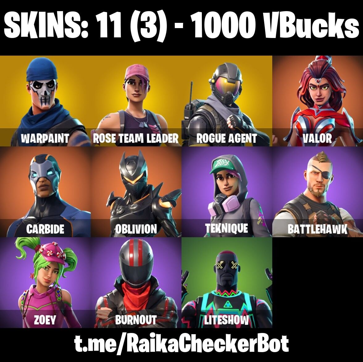 Fortnite Account ( PLAYSTATION / XBOX / PC / NINTENDO ) (OG STW, ROGUE AGENT, CARBIDE, ORANGE JUSTICE) (11 Skins)