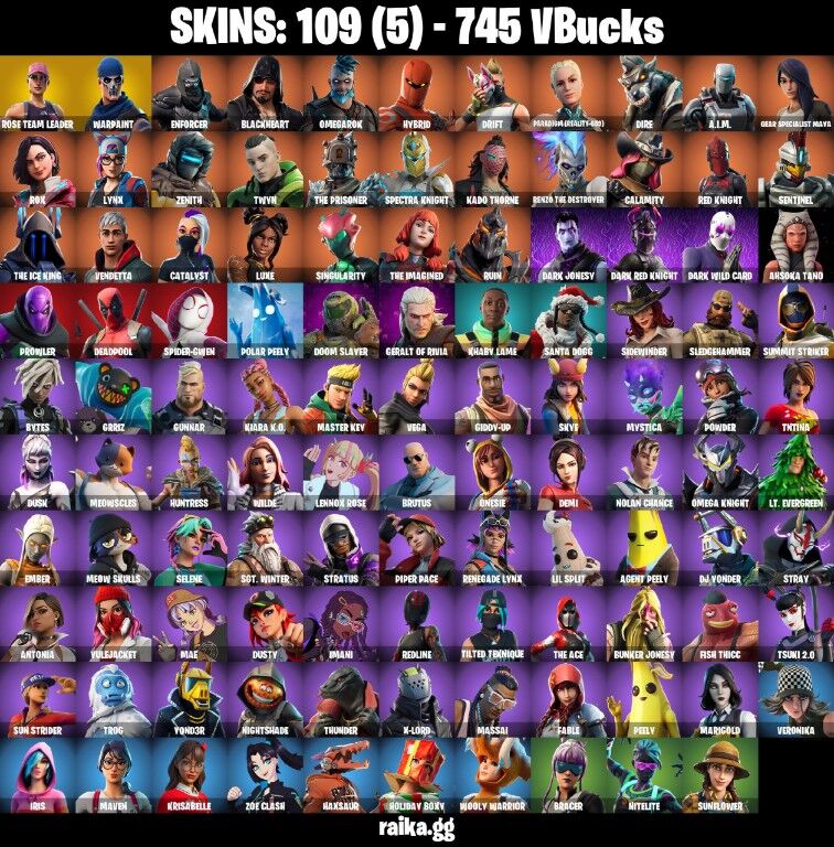 Fortnite Account ( PLAYSTATION / XBOX / PC / NINTENDO ) (DRIFT, RED KNIGHT, HYBRID) (109 Skins)