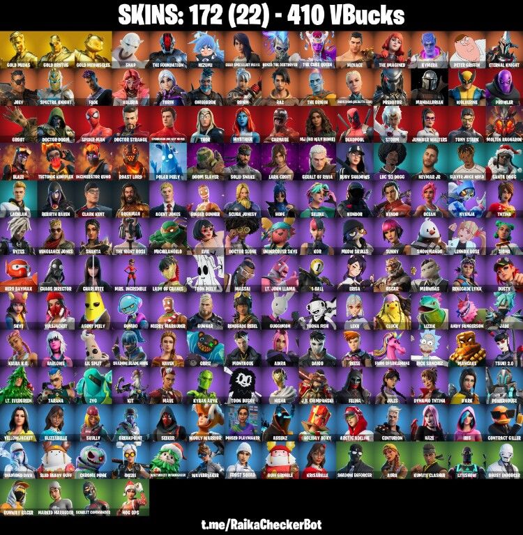 Fortnite Account ( PLAYSTATION / XBOX / PC / NINTENDO ) (AXEHAMMER, GOLD MIDAS, GOLD BRUTUS, GOLD MEOWSCLES) (172 Skins)