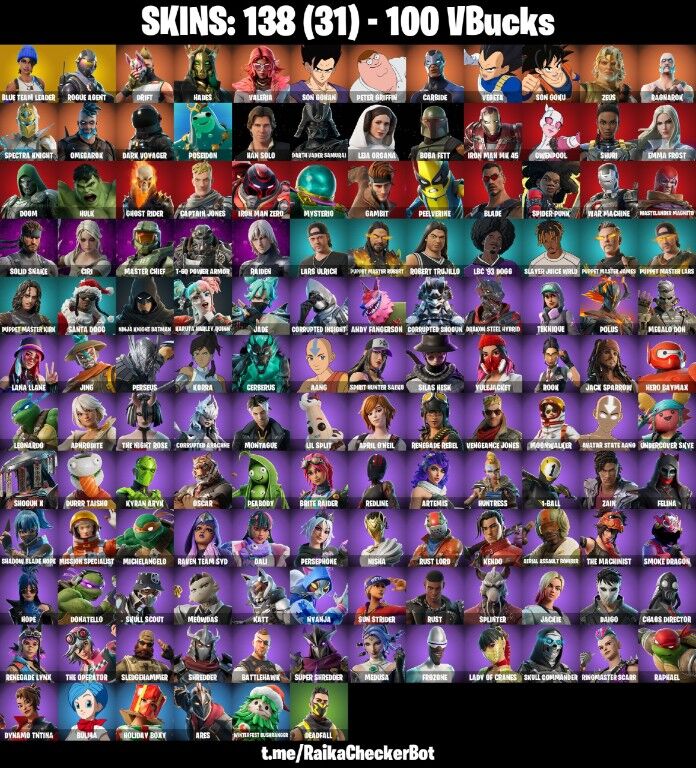 Fortnite Account ( PLAYSTATION / XBOX / PC / NINTENDO ) (Rogue Agent, Blue Team Leader, Drift, Ghost Rider) (138 Skins)