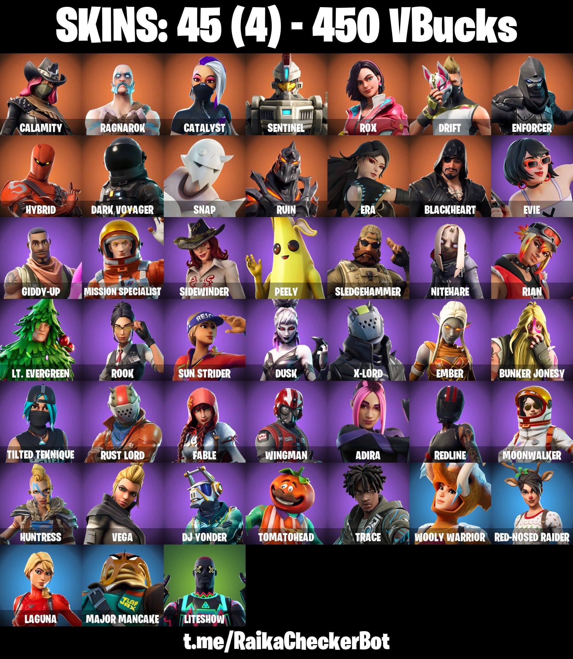 Fortnite Account ( PLAYSTATION / XBOX / PC / NINTENDO ) (CALAMITY, DRIFT, SNAP, HYBRID, ERA) (45 Skins)