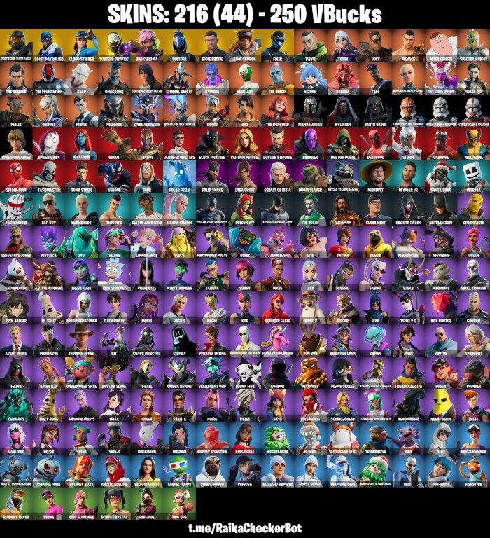 Fortnite Account ( PLAYSTATION / XBOX / PC / NINTENDO ) (CANDY AXE, MASTER CHIEF (MATTE BLACK), CLOUD STRIKER, DEADPOOL) (216 Skins)