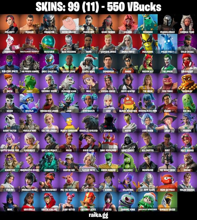 Fortnite Account ( PLAYSTATION / XBOX / PC / NINTENDO ) (MENACE, THE JOKER, MIDAS REX, KADO THRONE, LEXA) (99 Skins)