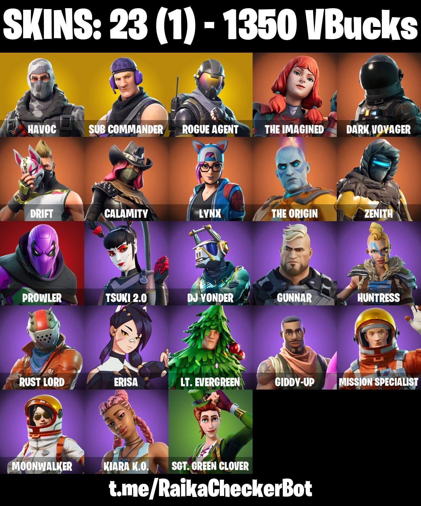 Fortnite Account ( PLAYSTATION / XBOX / PC / NINTENDO ) (HAVOC, SUB COMMANDER, ROGUE AGENT, THE IMAGINED) (23 Skins)