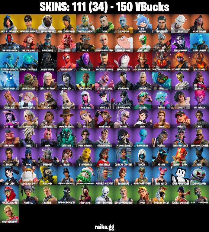 Fortnite Account ( PLAYSTATION / XBOX / PC / NINTENDO ) (Keri Commander, Shady Doggo, Aura, Raven) (111 Skins)