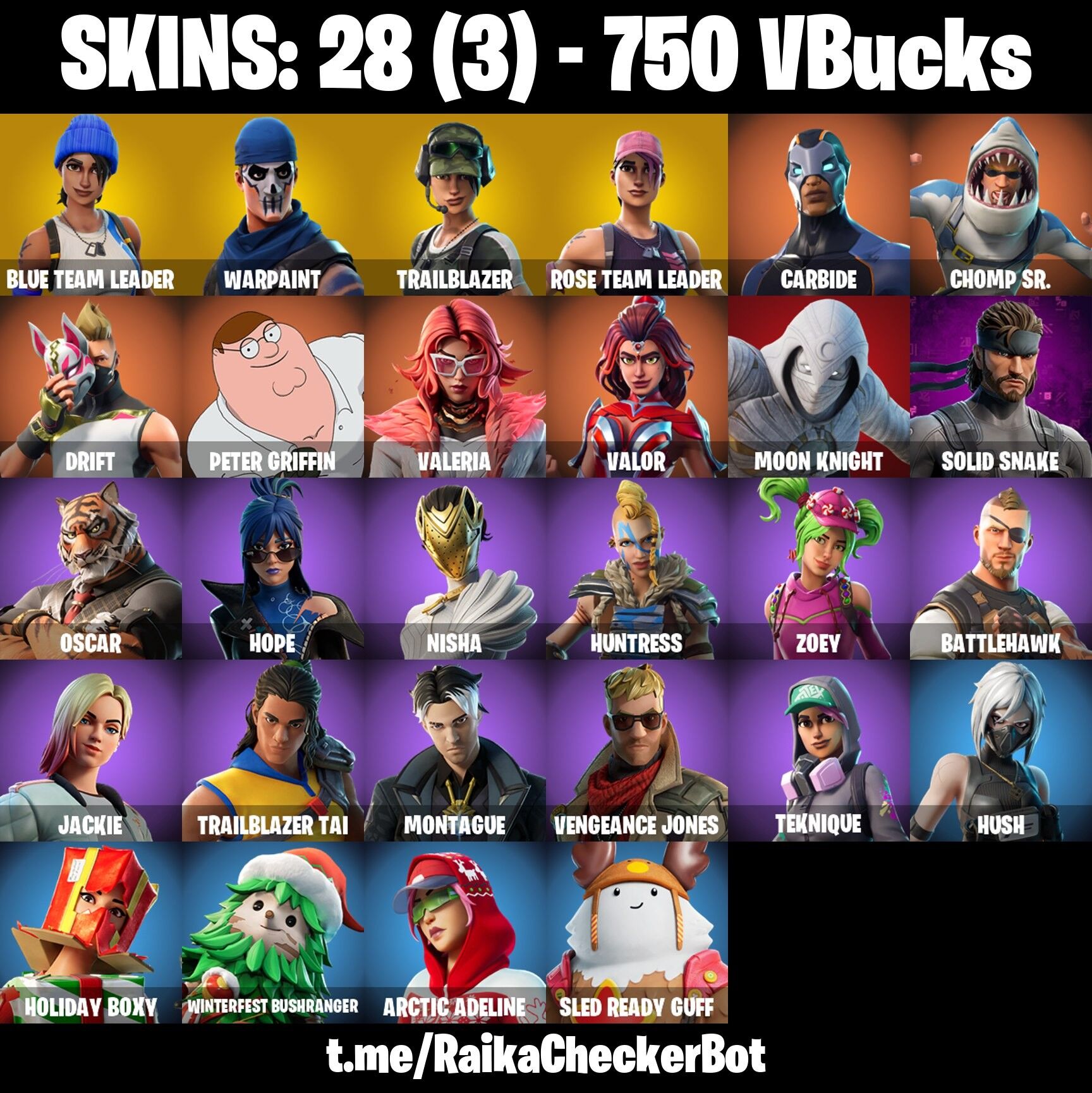 Fortnite Account ( PLAYSTATION / XBOX / PC / NINTENDO ) (TRAILBLAZER, BLUE TEAM LEADER, CHOMP SR., OG STW) (28 Skins)