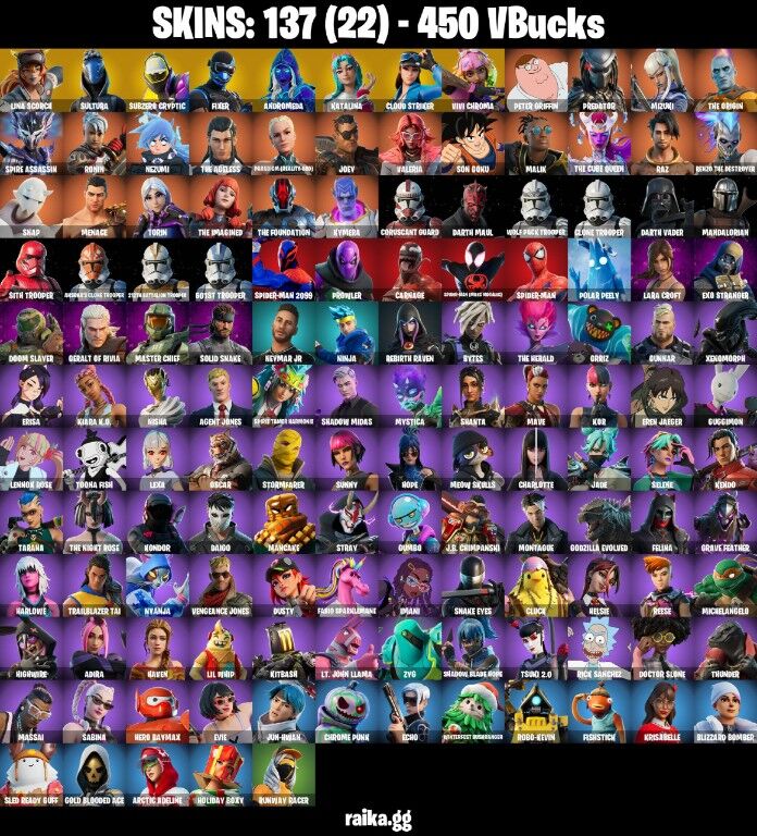 Fortnite Account ( PLAYSTATION / XBOX / PC / NINTENDO ) (Lina Scorch, Adromeda, Cloud Striker) (137 Skins)