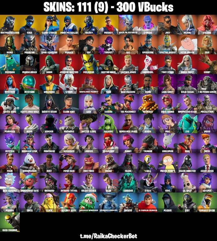 Fortnite Account ( PLAYSTATION / XBOX / PC / NINTENDO ) (Huntmaster Saber, Cloud Striker, Fixer, Prodigy, Poseidon) (111 Skins)