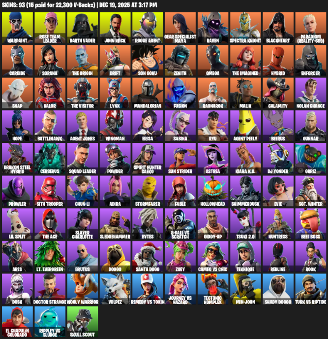 Fortnite Account ( PC / XBOX ) (Omega) (93 Skins)