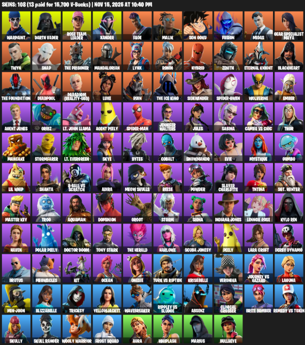Fortnite Account ( PC / XBOX ) (Lara Croft) (108 Skins)