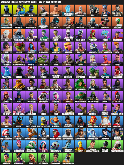 Fortnite Account ( PC / XBOX ) (Leviathan Axe) (126 Skins)