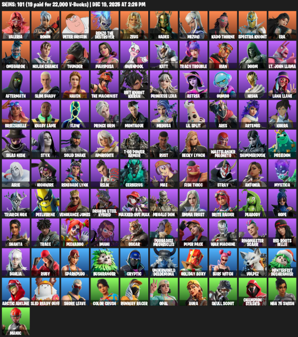 Fortnite Account ( PLAYSTATION / XBOX / PC ) (Omegarok) (101 Skins)