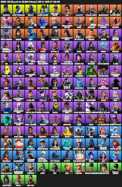 Fortnite Account ( XBOX / PC ) (Leviathan Axe) (143 Skins)