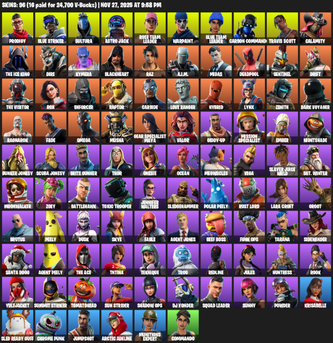 Fortnite Account ( PC / XBOX ) (Travis Scott) (96 Skins)