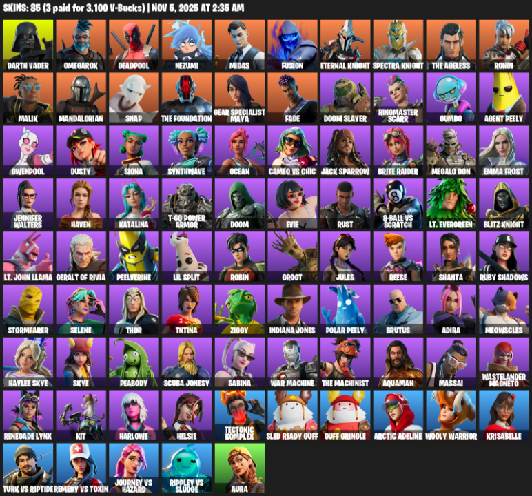 Fortnite Account ( PLAYSTATION / XBOX / PC ) (Omegarok) (85 Skins)