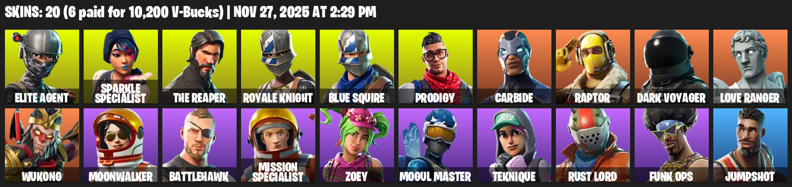 Fortnite Account ( XBOX / PC ) (Floss, Take The L, Sparkle Specialist, Royale Knight, The Reaper, Elite Agent, Blue Squire, Prodigy, Carbide) (20 Skins)