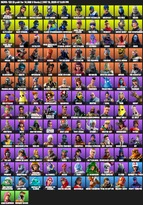 Fortnite Account ( PLAYSTATION / XBOX / PC ) (Take The L, Floss, OG STW, Sparkle Specialist, Royale Knight, The Reaper, Elite Agent, Blue Squire, Omega) (132 Skins)