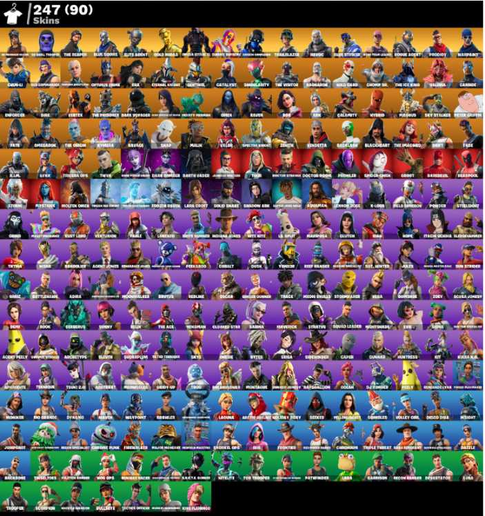 Fortnite Account ( PC / XBOX ) (OG STW, OG Renegade Raider, Og Skull Trooper, The Reaper, Blue Squire, Elite Agent, Mako, Take The L) (247 Skins)