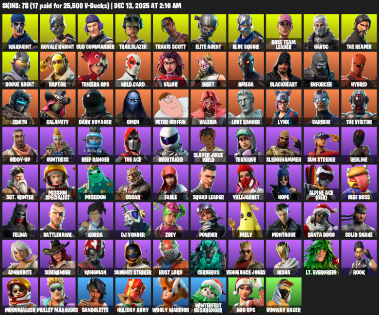 Fortnite Account ( PLAYSTATION / XBOX / PC ) (Take The L, Floss, OG STW, Travis Scott, Royale Knight, The Reaper, Elite Agent, Blue Squire) (78 Skins)
