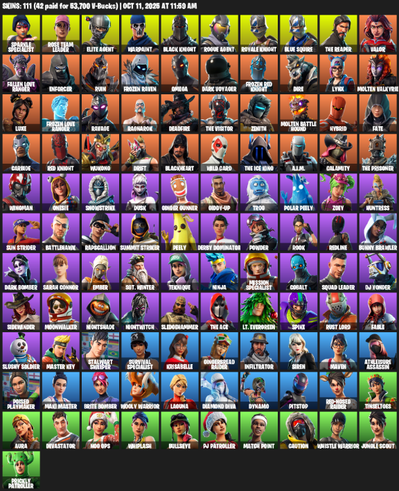 Fortnite Account ( PLAYSTATION / XBOX / PC ) (Floss, Take The L, OG STW, Black Knight, Sparkle Specialist, Royale Knight, The Reaper, Elite Agent) (111 Skins)