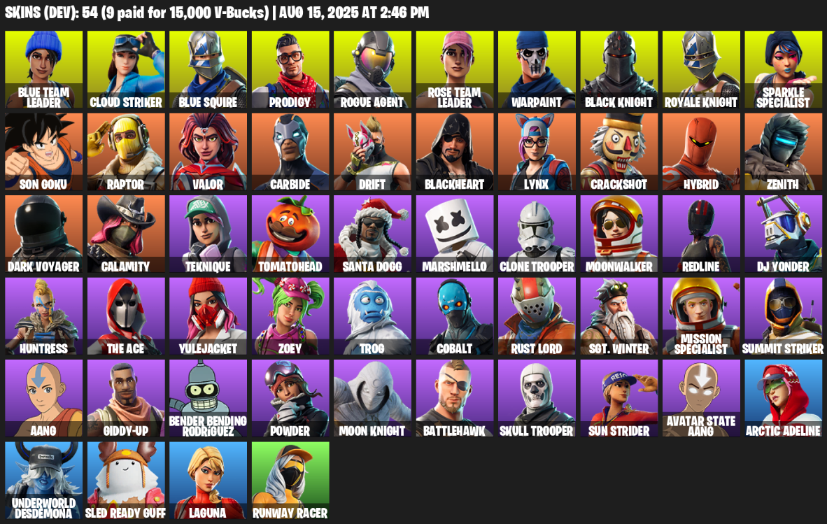 Fortnite Account ( PLAYSTATION / XBOX / PC ) (Floss, Take The L, OG STW, Black Knight, Sparkle Specialist, Royale Knight, Blue Squire, Blue Team Leader) (54 Skins)