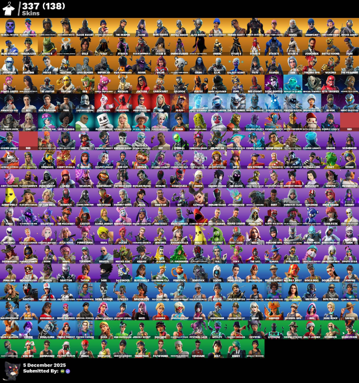 Fortnite Account ( PLAYSTATION / XBOX / PC ) (Og Skull Trooper, Og Ghoul Trooper, OG Aerial Assault Trooper, OG Renegade Raider, Black Knight Travis Scott) (337 Skins)