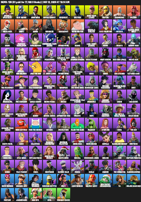 Fortnite Account ( PLAYSTATION / XBOX / PC ) (Floss, OG STW, Sparkle Specialist, Royale Knight, Blue Squire, John Wick, Warpaint, Sultura) (135 Skins)
