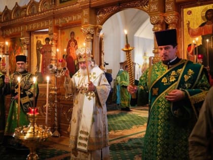 В канун дня памяти преподобных Сергия и Германа Валаамских Святейший Патриарх Кирилл совершил всенощное бдение в Спасо-Преображенском соборе Валаамского монастыря