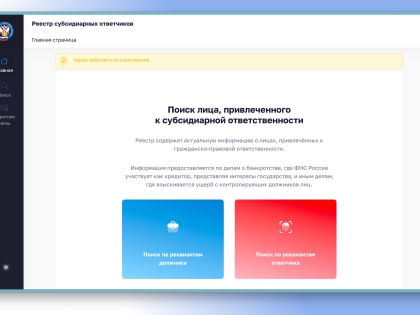 На сайте ФНС размещен новый сервис «Реестр субсидиарных ответчиков»