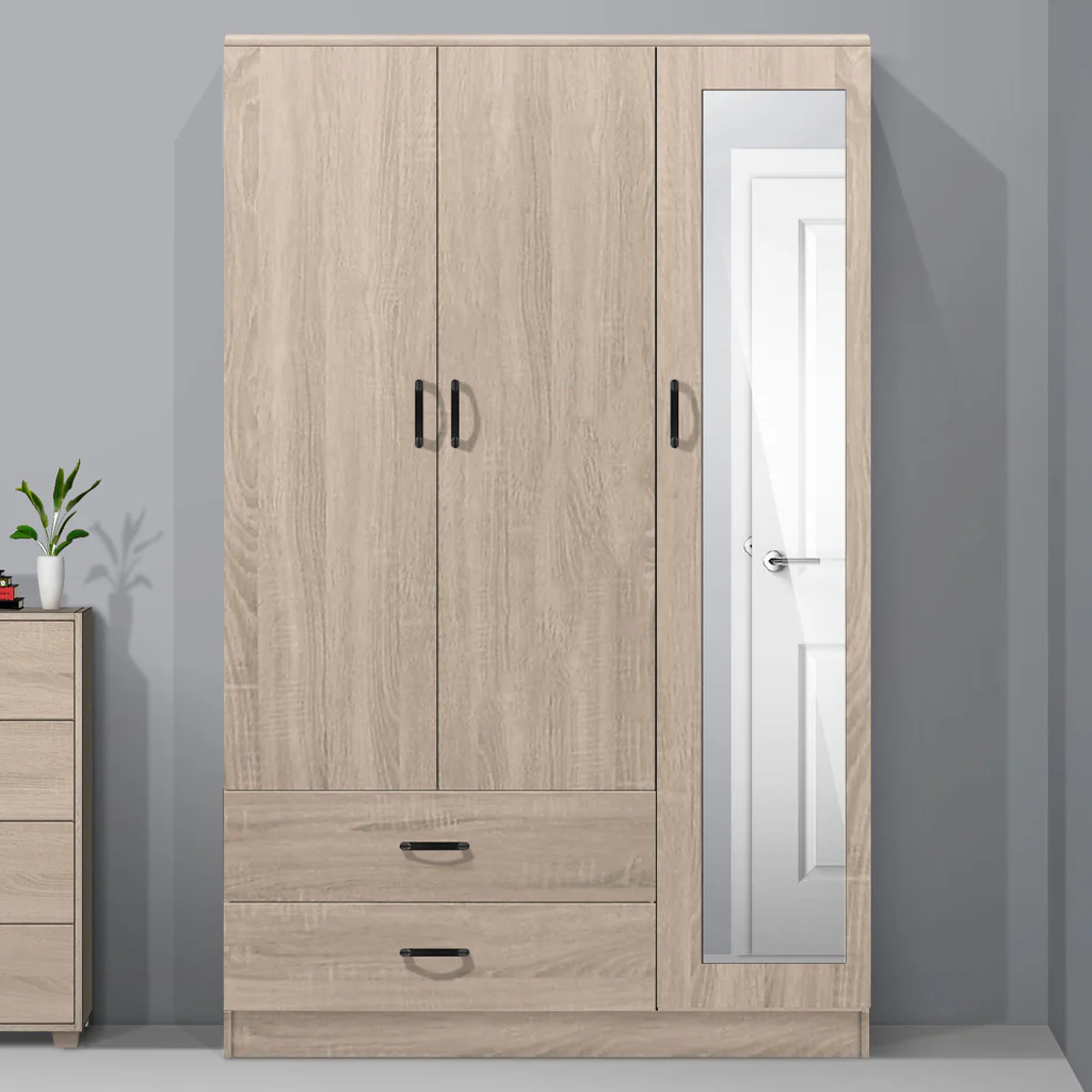 Wardrobe 3 Door + Mirror Brown