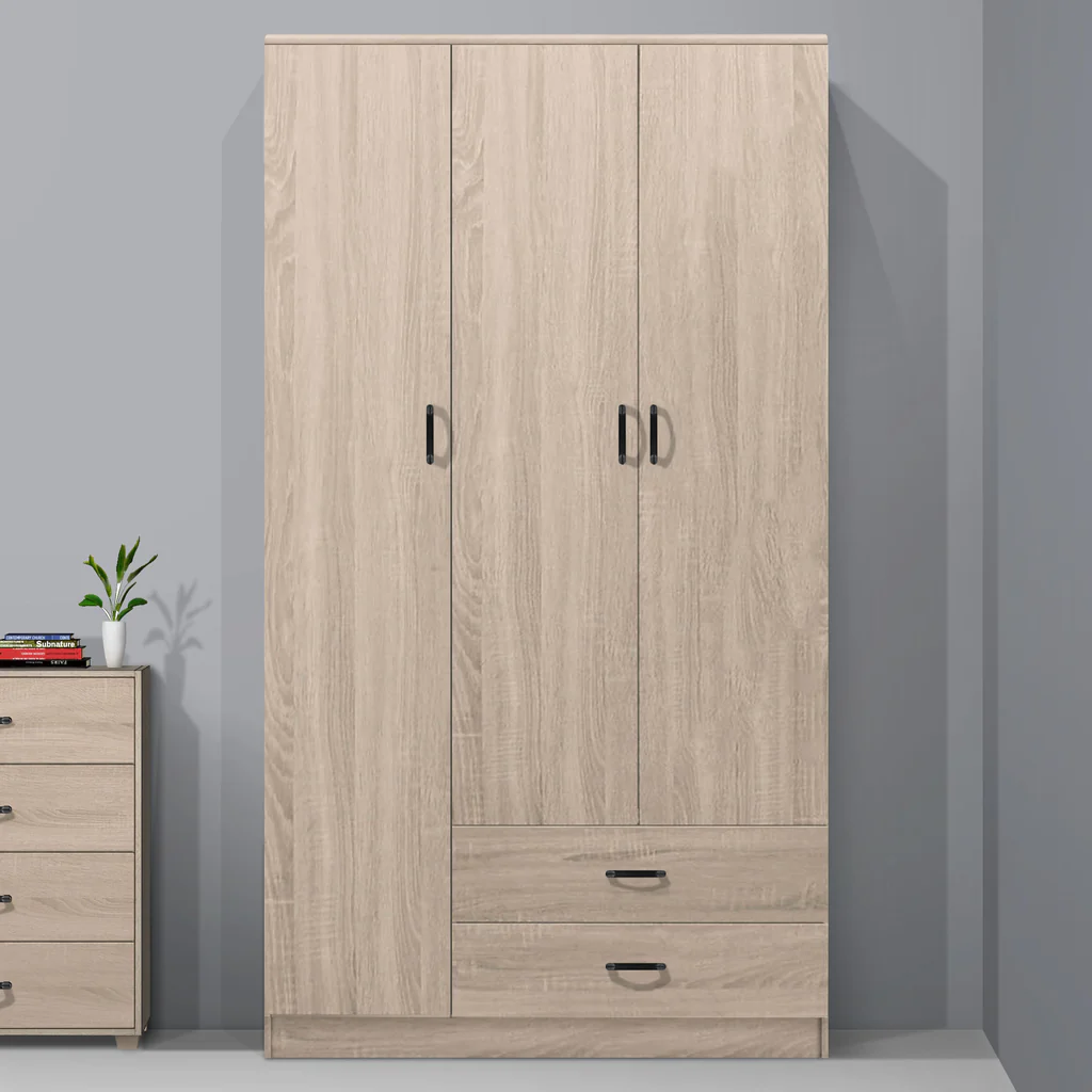 Wardrobe Brown 3 Door + 2 Drawer