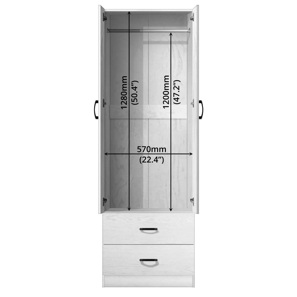 Wardrobe White 2 Door — image 3