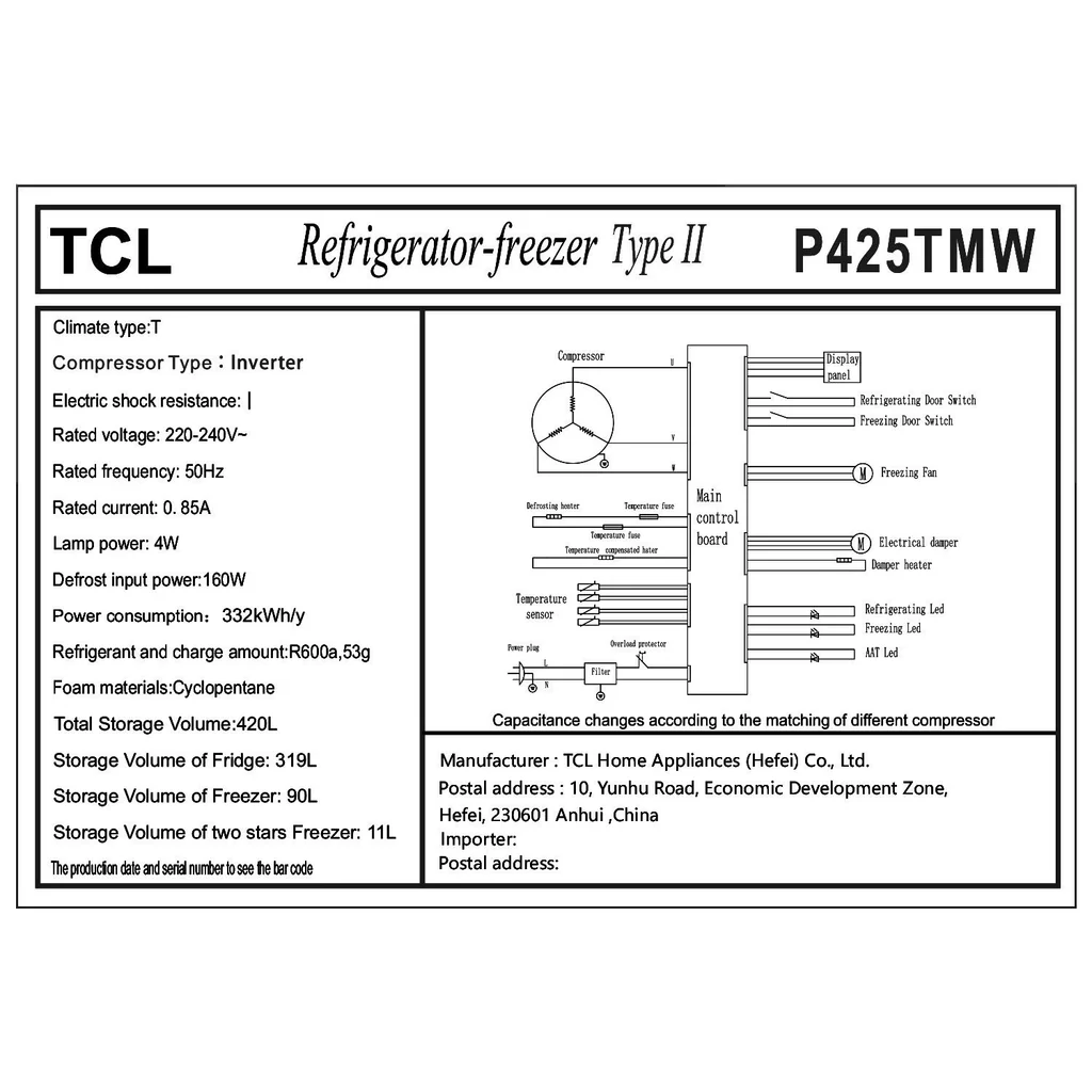 TCL Refrigerator, Inverter (420L) — image 4