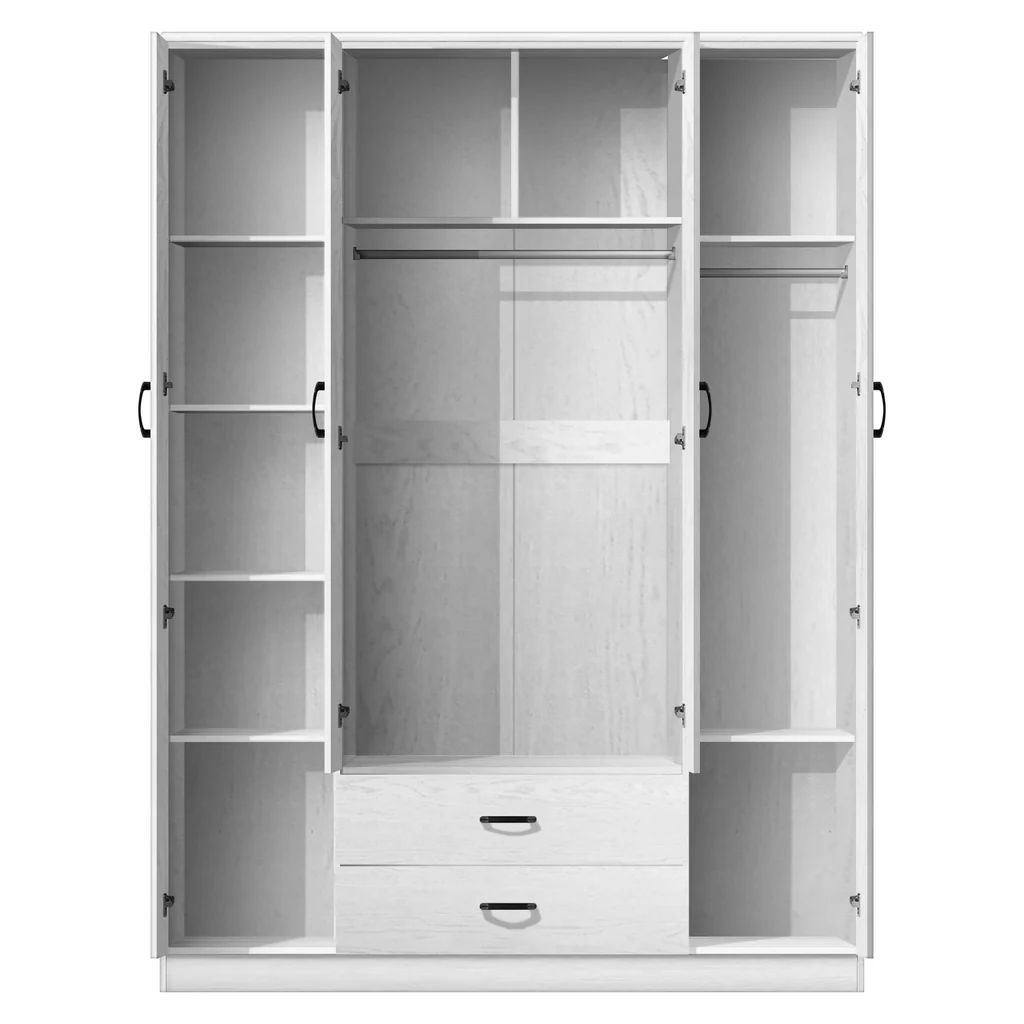 Wardrobe 4 Door + 2 Drawer White/brown — image 2