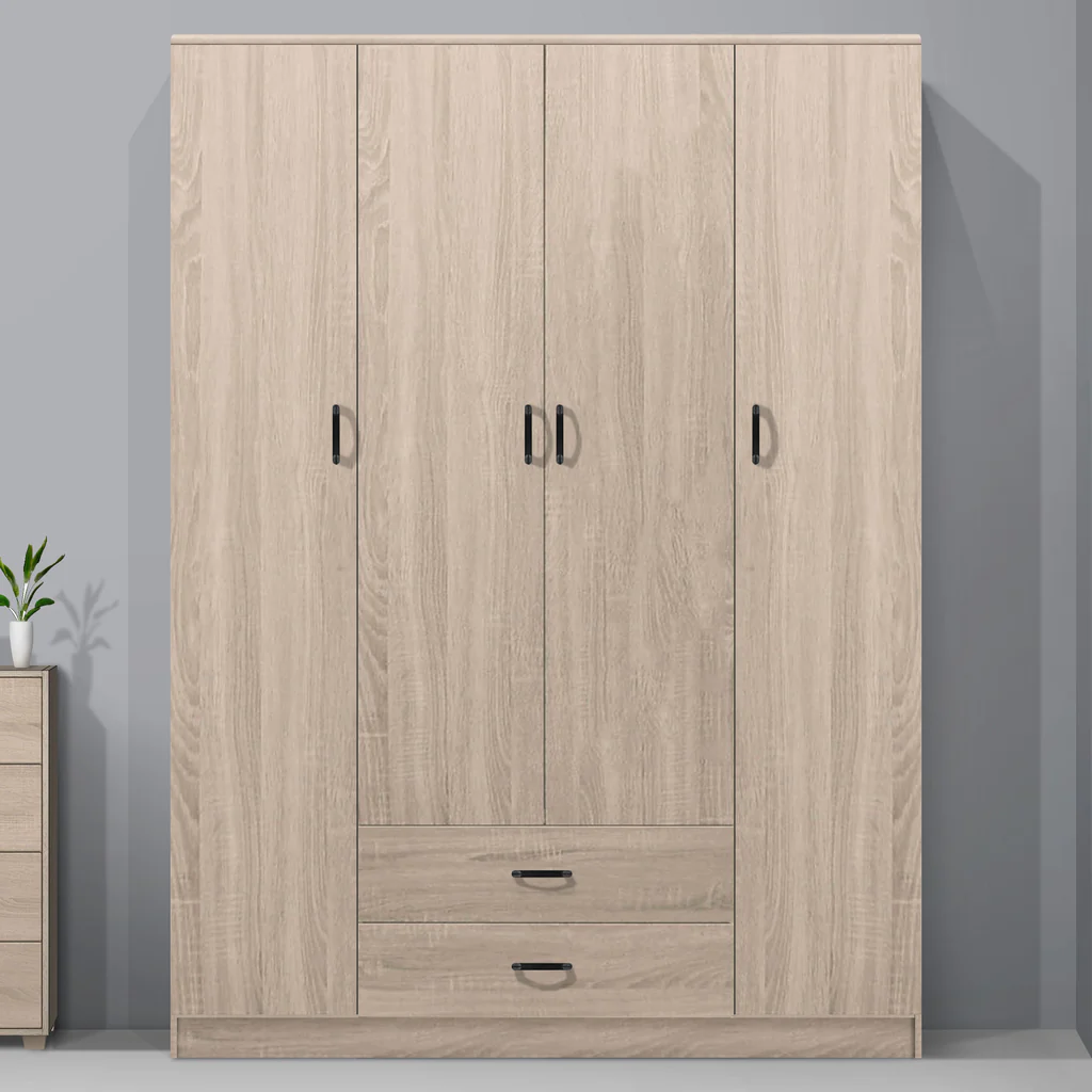 Wardrobe 4 Door + 2 Drawer White/brown — image 4