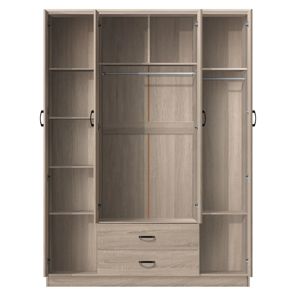 Wardrobe 4 Door + 2 Drawer White/brown — image 5