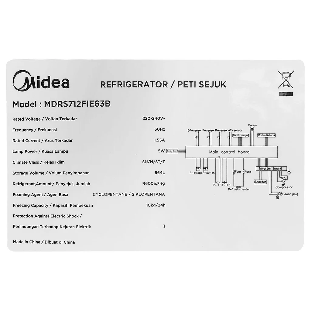 Midea Refrigerator, Inverter (564L) — image 4