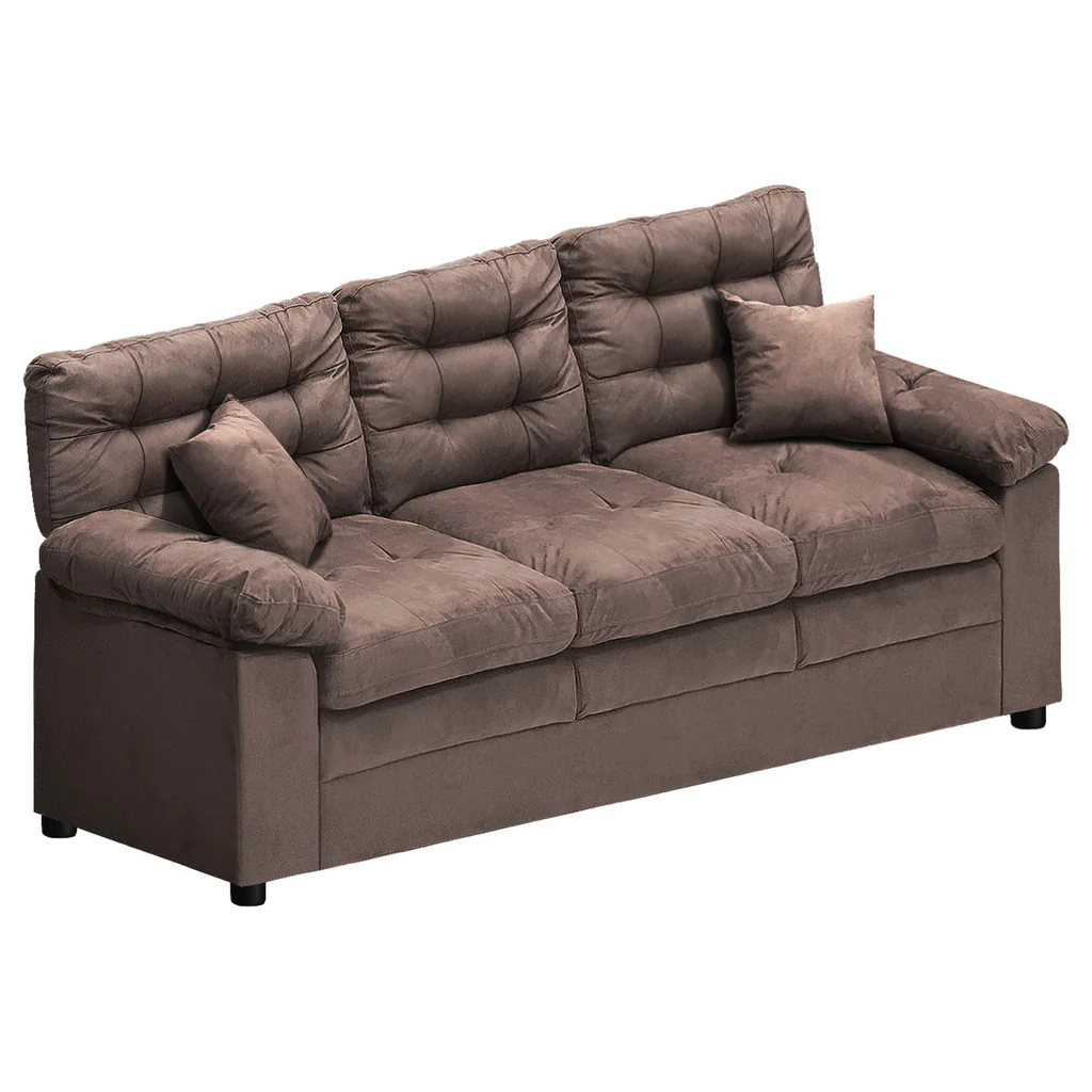 3 Seater Sofa Fabric Brown
